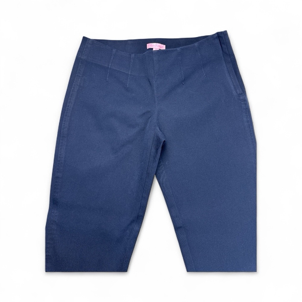 Lilly Pulitzer Blue Cotton Pants โ Faux Darts โ Side Zip โ Style 63423 โโ Size 4 - Picture 3 of 16